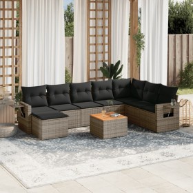 9-teiliges Gartenmöbel-Set und graue synthetische Rattankissen von , Modulare Sofas für den Außenbereich - Ref: Foro24-322470...