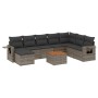 9-teiliges Gartenmöbel-Set und graue synthetische Rattankissen von , Modulare Sofas für den Außenbereich - Ref: Foro24-322470...