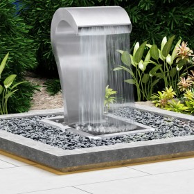 Stainless steel silver garden waterfall 52.4x34.2x82 cm by vidaXL, Fountains and waterfalls - Ref: Foro24-48093, Price: 396,9...