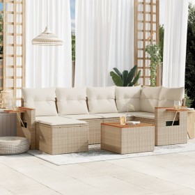 Set sofás de jardín 7 piezas y cojines ratán sintético beige de , Conjuntos de jardín - Ref: Foro24-3227024, Precio: 628,99 €...