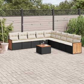 Gartensofa-Set 10-teilig mit schwarzen synthetischen Rattankissen von , Gartensets - Ref: Foro24-3227743, Preis: 595,30 €, Ra...