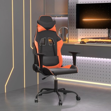 Silla gaming de masaje cuero sintético negro y naranja de , Sillones para videojuegos - Ref: Foro24-345405, Precio: 121,69 €,...