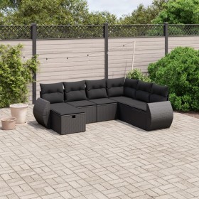 7-teiliges Garten-Essset und schwarze Kissen aus synthetischem Rattan von , Gartensets - Ref: Foro24-3264141, Preis: 479,69 €...