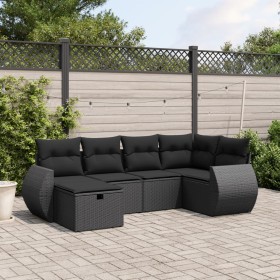 6-teiliges Gartensofa-Set und schwarze synthetische Rattankissen von , Gartensets - Ref: Foro24-3264101, Preis: 405,41 €, Rab...