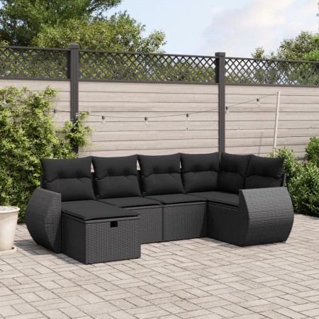 6-teiliges Gartensofa-Set und schwarze synthetische Rattankissen von , Gartensets - Ref: Foro24-3264101, Preis: 405,41 €, Rab...