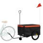 Schwarz-orangefarbener Fahrradanhänger aus Eisen, 45 kg von , Fahrradanhänger - Ref: Foro24-94110, Preis: 81,37 €, Rabatt: %