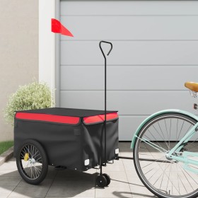 Black and red iron bicycle trailer 30 kg by , Bicycle trailers - Ref: Foro24-94097, Price: 83,99 €, Discount: %