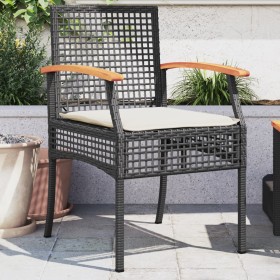 Garden chairs with cushion 2 pcs black PE rattan and acacia wood by , Garden chairs - Ref: Foro24-366247, Price: 117,99 €, Di...