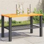 Mesa de jardín ratán sintético madera acacia negro 70x38x42 cm de , Mesas de jardín - Ref: Foro24-366270, Precio: 70,70 €, De...