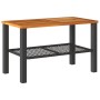 Garden table synthetic rattan black acacia wood 70x38x42 cm by , Garden tables - Ref: Foro24-366270, Price: 70,70 €, Discount: %