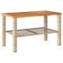 Mesa de jardín ratán sintético madera acacia beige 70x38x42 cm de , Mesas de jardín - Ref: Foro24-366272, Precio: 72,25 €, De...