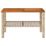 Mesa de jardín ratán sintético madera acacia beige 70x38x42 cm de , Mesas de jardín - Ref: Foro24-366272, Precio: 72,25 €, De...