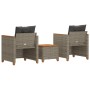 Tisch und Stühle mit Kissen 3 Stück PE Rattan graues Akazienholz von , Gartensets - Ref: Foro24-366314, Preis: 224,48 €, Raba...