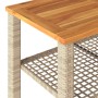 Mesa de jardín ratán sintético madera acacia beige 70x38x42 cm de , Mesas de jardín - Ref: Foro24-366272, Precio: 72,25 €, De...