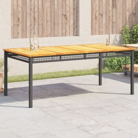 Garden table synthetic rattan black acacia wood 180x90x75 cm by , Garden tables - Ref: Foro24-366279, Price: 222,99 €, Discou...