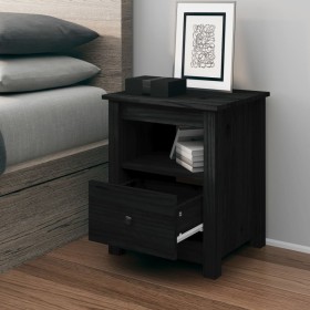 Black solid pine wood nightstand 40x35x49 cm by vidaXL, Nightstands - Ref: Foro24-813717, Price: 47,43 €, Discount: %