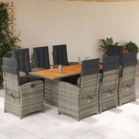 Garten-Essgruppe 9-teilig und graue synthetische Rattankissen von , Gartensets - Ref: Foro24-3212279, Preis: 1,00 €, Rabatt: %