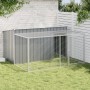 Doghouse with corral gray galvanized steel 197x194x110 cm by , Dog kennels - Ref: Foro24-3214224, Price: 278,93 €, Discount: %