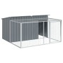 Doghouse with corral gray galvanized steel 197x194x110 cm by , Dog kennels - Ref: Foro24-3214224, Price: 278,93 €, Discount: %