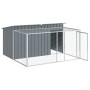 Doghouse with corral gray galvanized steel 197x194x110 cm by , Dog kennels - Ref: Foro24-3214224, Price: 278,93 €, Discount: %