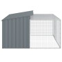 Doghouse with corral gray galvanized steel 197x194x110 cm by , Dog kennels - Ref: Foro24-3214224, Price: 278,93 €, Discount: %