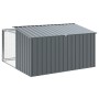 Doghouse with corral gray galvanized steel 197x194x110 cm by , Dog kennels - Ref: Foro24-3214224, Price: 278,93 €, Discount: %