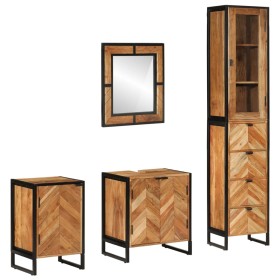 Bathroom furniture set 4 pieces solid acacia wood and iron by , bathroom vanities - Ref: Foro24-3217121, Price: 737,99 €, Dis...