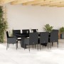 Set de comedor de jardín 9 pzas y cojines ratán sintético negro de , Conjuntos de jardín - Ref: Foro24-3213507, Precio: 609,9...