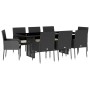 Set de comedor de jardín 9 pzas y cojines ratán sintético negro de , Conjuntos de jardín - Ref: Foro24-3213507, Precio: 609,9...