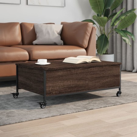 Brown engineered wood coffee table with wheels 91x55x34 cm by , Coffee table - Ref: Foro24-842300, Price: 72,60 €, Discount: %