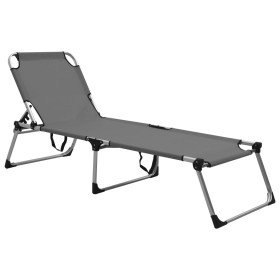 Folding extra high aluminum gray sun lounger for seniors by vidaXL, Loungers - Ref: Foro24-47915, Price: 143,02 €, Discount: %