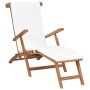 Sun lounger with cream white cushion solid teak wood by vidaXL, Loungers - Ref: Foro24-47408, Price: 203,80 €, Discount: %