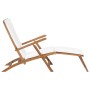 Sun lounger with cream white cushion solid teak wood by vidaXL, Loungers - Ref: Foro24-47408, Price: 203,80 €, Discount: %