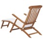 Sun lounger with cream white cushion solid teak wood by vidaXL, Loungers - Ref: Foro24-47408, Price: 203,80 €, Discount: %