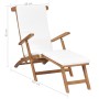 Sun lounger with cream white cushion solid teak wood by vidaXL, Loungers - Ref: Foro24-47408, Price: 203,80 €, Discount: %