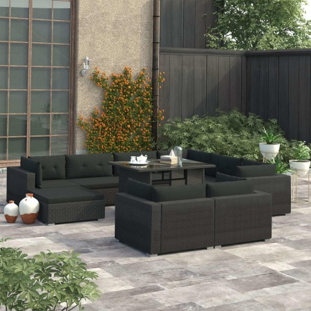 10-piece garden furniture set and black synthetic rattan cushions by vidaXL, Garden sets - Ref: Foro24-46756, Price: 1,00 €, ...