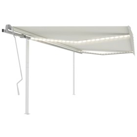 Manual retractable awning with cream LED light 4x3 m by , Awnings - Ref: Foro24-3069942, Price: 453,08 €, Discount: %