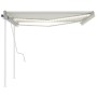 Toldo retráctil manual con luz LED crema 4x3 m de , Toldos - Ref: Foro24-3069942, Precio: 470,86 €, Descuento: %