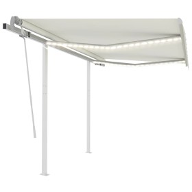 Toldo manual retráctil con luz LED crema 3x2,5 m de , Toldos - Ref: Foro24-3069902, Precio: 365,67 €, Descuento: %