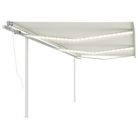 Automatic awning with LED wind sensor cream 6x3 m by , Awnings - Ref: Foro24-3070012, Price: 921,32 €, Discount: %