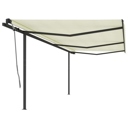 Automatic retractable awning with cream poles 6x3 m by , Awnings - Ref: Foro24-3070197, Price: 643,91 €, Discount: %