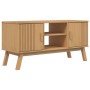 OLDEN TV cabinet solid brown pine wood 114x43x57 cm by , TV Furniture - Ref: Foro24-358600, Price: 130,49 €, Discount: %