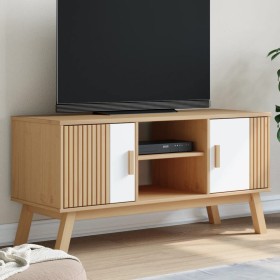 Mueble de TV OLDEN madera maciza pino blanco marrón 114x43x57cm de , Muebles TV - Ref: Foro24-358602, Precio: 122,99 €, Descu...