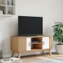 OLDEN TV cabinet solid pine wood white brown 114x43x57cm by , TV Furniture - Ref: Foro24-358602, Price: 122,99 €, Discount: %