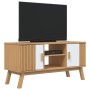 Mueble de TV OLDEN madera maciza pino blanco marrón 114x43x57cm de , Muebles TV - Ref: Foro24-358602, Precio: 122,66 €, Descu...