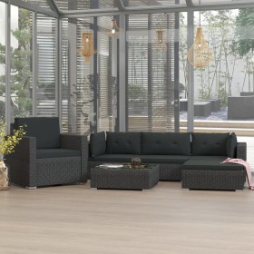 6-piece garden furniture set and black synthetic rattan cushions by vidaXL, Garden sets - Ref: Foro24-46745, Price: 460,99 €,...