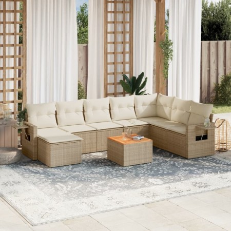 9-piece garden sofa set with beige synthetic rattan cushions by , Modular outdoor sofas - Ref: Foro24-3224700, Price: 703,23 ...