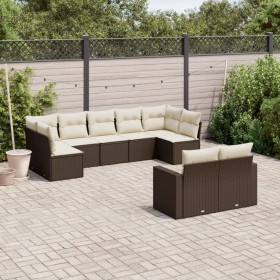 9-piece garden sofa set and brown synthetic rattan cushions by , Modular outdoor sofas - Ref: Foro24-3251760, Price: 592,38 €...