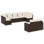 9-teiliges Gartensofa-Set und braune synthetische Rattankissen von , Modulare Sofas für den Außenbereich - Ref: Foro24-325176...