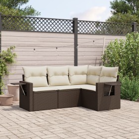 4-teilige Gartensofagarnitur und braune synthetische Rattankissen von , Gartensets - Ref: Foro24-3252450, Preis: 310,61 €, Ra...